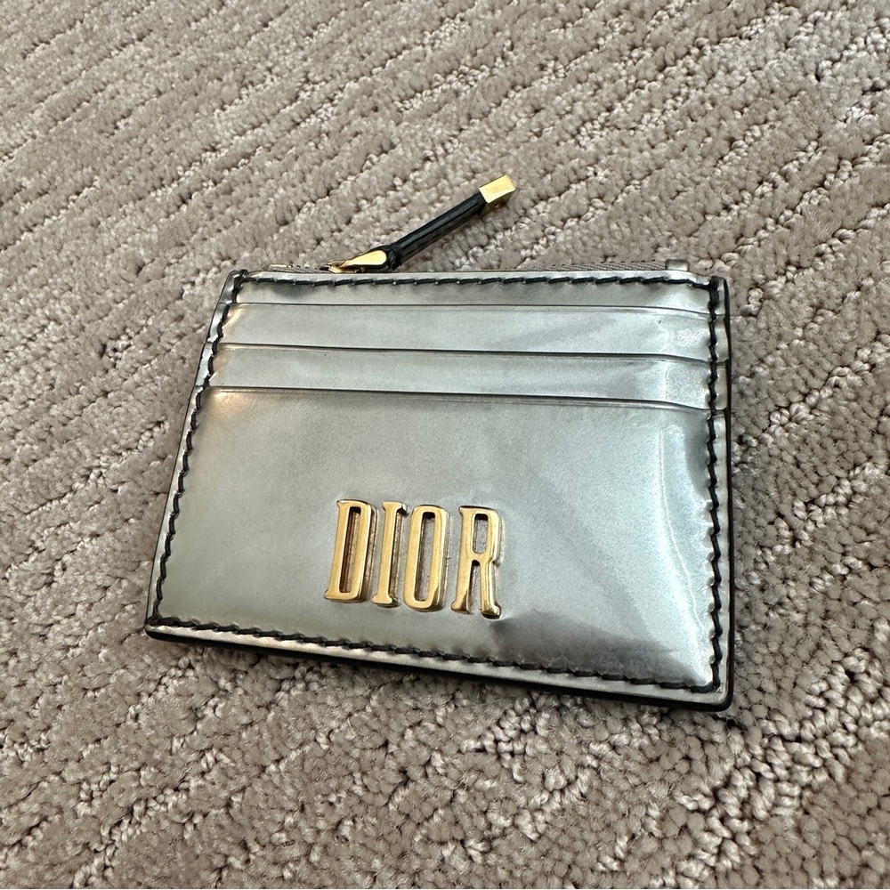 Dior Metallic Silver Card Holder